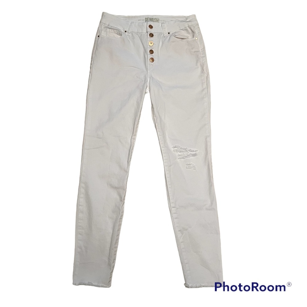 Rewash Los Angeles White High Rise Skinny Jeans Button Fly Distressed Size 9